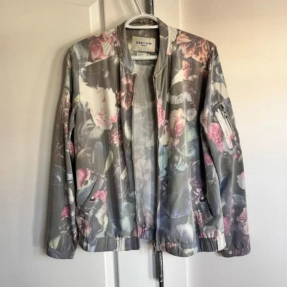 OBEY Maven Floral Bomber Lightweight Jacket - size S - Picture 7 of 10